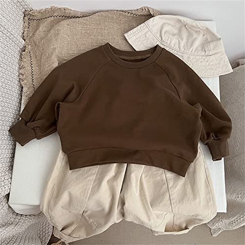 Kids Girls Boys Fall Sweatshirts Casual Tops Solid Crewneck Long Sleeve Pullover Sweatshirts Clothes3