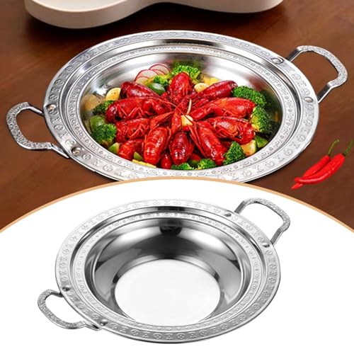 Wok en acier inoxydable 30cm à double poignée pour cuisson - 7