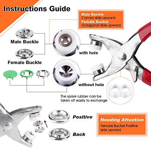Meifuly 400 Sets 9.5Mm Snap Fasteners Kit Tool For Sewing And Crafting, 10 Colors Metal Prong Hollow Snaps And Solid Snaps Buttons With Fastener Pliers Press Tool Kit #TOP1
