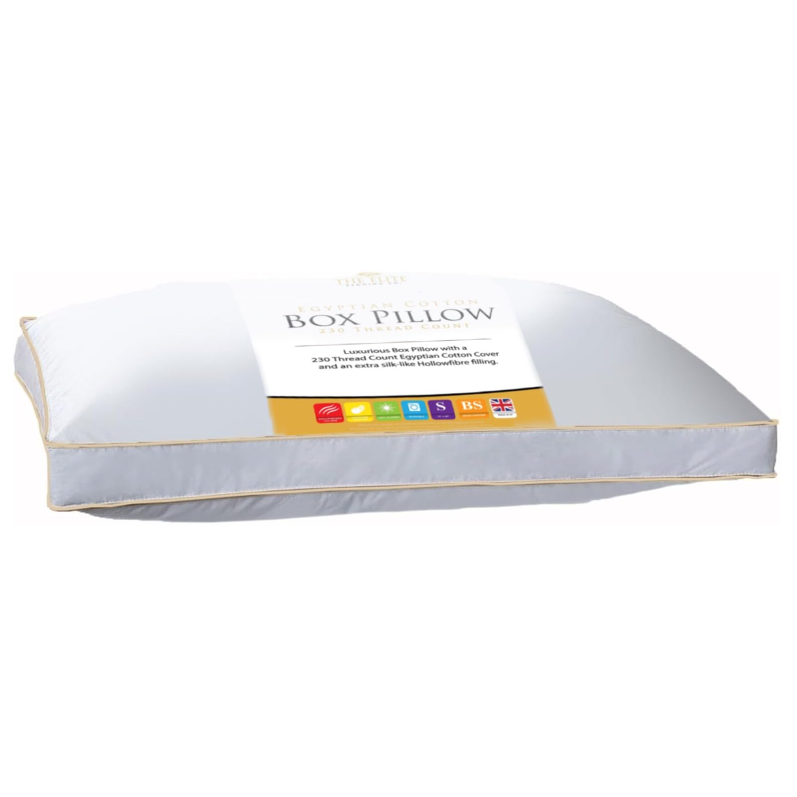 TT ThreadTrade Egyptian Cotton Box Pillows Pack, Fluffy & Soft, Pillow for Back, Stomach or Side Sleepers, HollowFibre Filling Pillows, Yellow Linning, (PACK OF 1)
