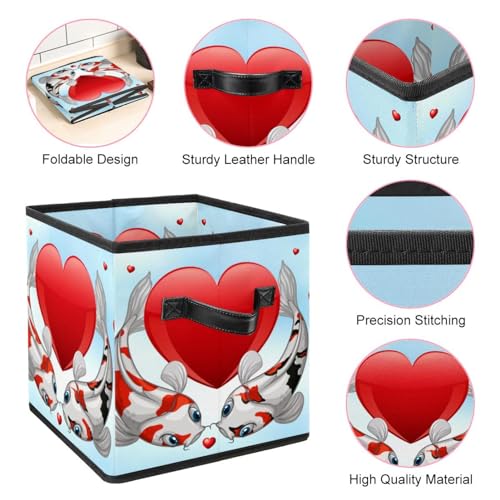 Panier de rangement en tissu poissons Koï pour organiser la chambre et les vêtements
