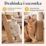 Hey-brother Drewniany drapak dla Maine Coon, wielopiętrowy drapak dla kota z platformami, jaskinia, kosz dla kota, szczotka do drapania dla kotów i drabinka sizalowa, biały dąb MPJ111BT