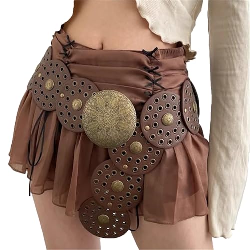 Women Wide Disc Belt Vintage Aesthetic Western Cowboy Boho Concho Leather Belt with Metal Buckle2