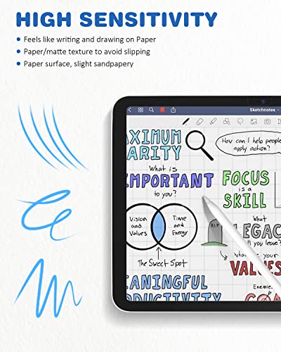 XIRON 2 PACK Paper Screen Protector for iPad 10th Generation 2022(10.9 Inch), Matte PET Film for iPad 10.9-inch (10th generation), Write and Draw Like on Paper, Anti-Glare Screen Protector - Image 6