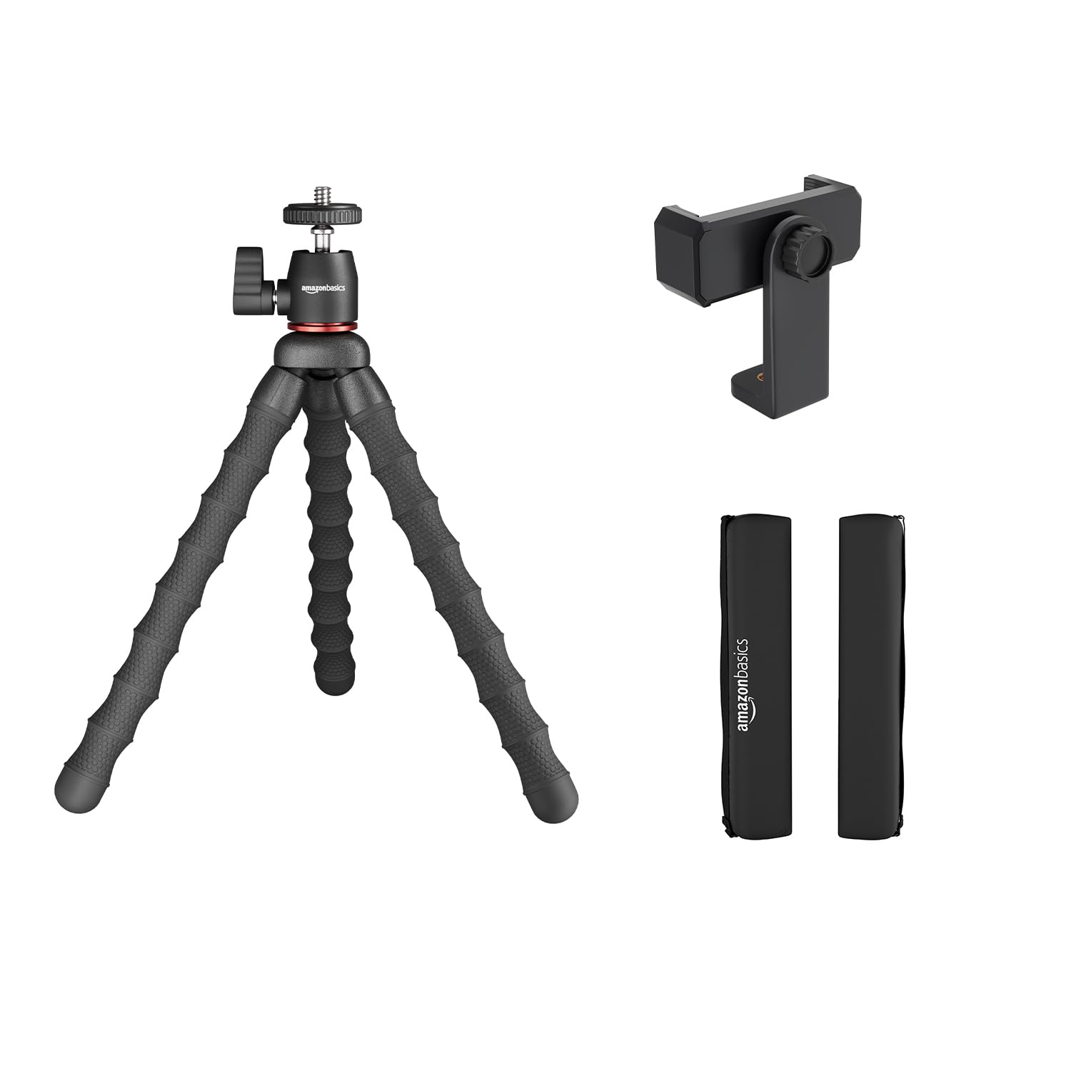 Amazon Basics Flexible Mini Octopus Tripod with Rotating Phone Holder | Extends to 36.5 cm | Extra Sturdy & Portable Tripod | for Action Camera & Smartphones | Red (B0D812QGDF) Amazon Price History, Amazon Price Tracker