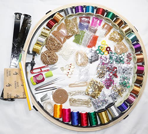 VRADAH 16inch Aari Maggam Work Stand with 75 Products Aari Embroidery Materials Combo, Kit for Beginners