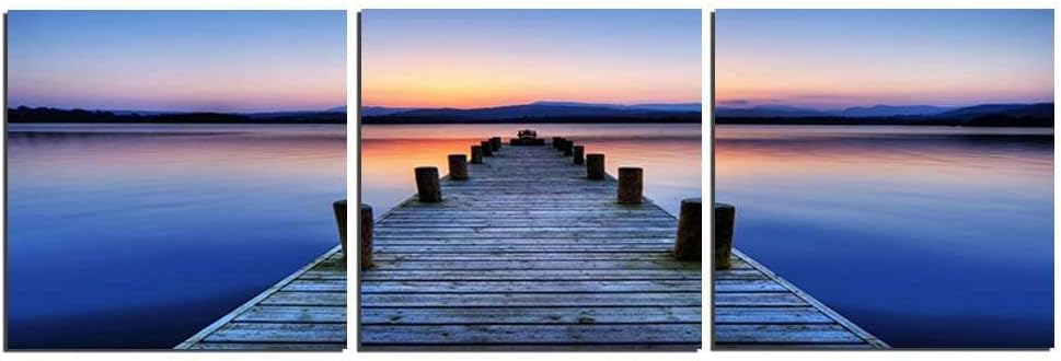 Startonight Glass Wall Art Acrylic Decor Purple Beach, Set of 3 Total 23.62 X 70.87 Inch Original Artwork the Ultimate Wall Art