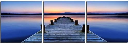 Startonight Glass Wall Art - Juego de 3 obras de arte originales de acrílico para decoración de playa morada, 23.62 x 70.87 pulgadas, arte de pared