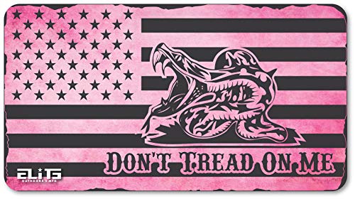ELITE OUTDOORS MFG New Pink Grunge Gadsden Don't Tread ON ME USA Flag Gun Cleaning MAT 12inch x 22inch. Made in The USA. Free Wallet Bottle Opener Included.