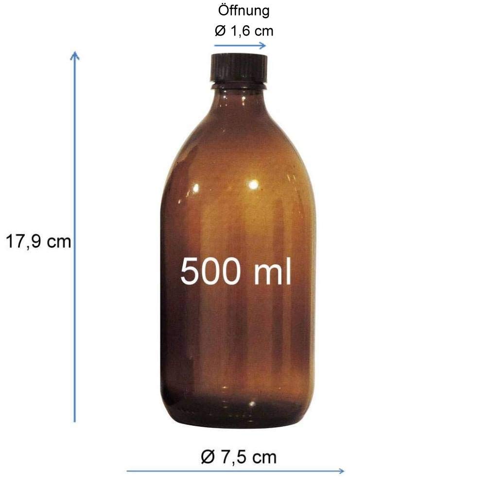 Lot De 4 Flacons En Verre Ambré 500ml Avec Bouchon - Étiquettes Incluses, Norme Pharmaceutique
