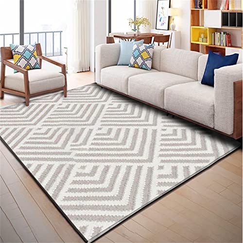 Tapis de salon rectangulaire moderne résistant aux taches et décoloration gris - 2