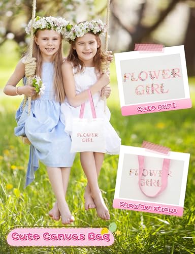 10 Pcs Flower Girl Robe Set Flower Girl Robes Slippers Canvas Bag Hairbands Hair Ties for Spa Birthday Wedding Party4