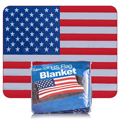 American Flag Throw Blanket - Plush Polyester Fleece United States Blanket, American Flag Home Decor for Veterans - 50