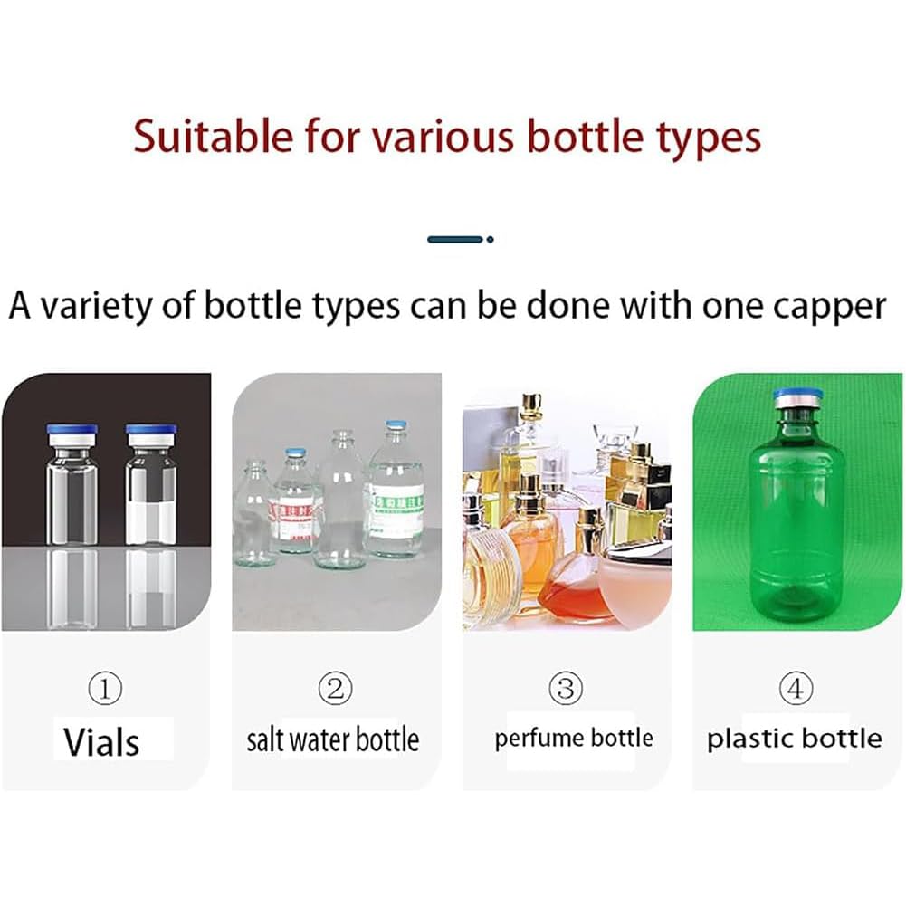 Herramienta crimpadora de viales para botellas de perfume, herramienta de crimpado de tapa de acero inoxidable de 13 a 32 mm para tapas abatibles de aluminio y plástico, solución de crimpado duradera