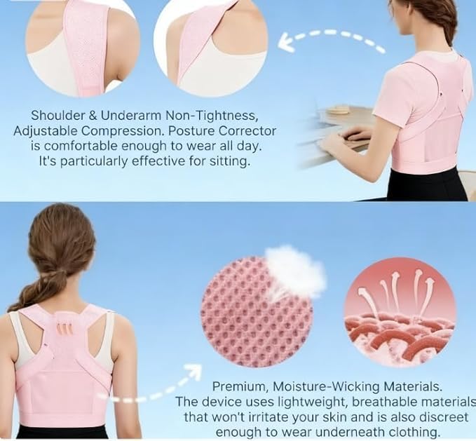Back Brace Posture Corrector for Women and Men Back Posture Corrector Women Back Posture Corrector for Men Back Brace for Posture (Pink, Medium)