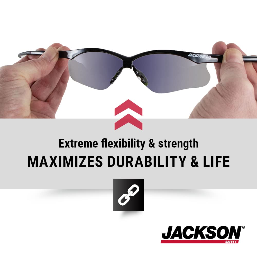 Jackson Safety Leichte ultrastarke Schutzbrille mit flexiblem Nasensteg, Anti-Kratz-Beschichtung, 12 Paar/Etui