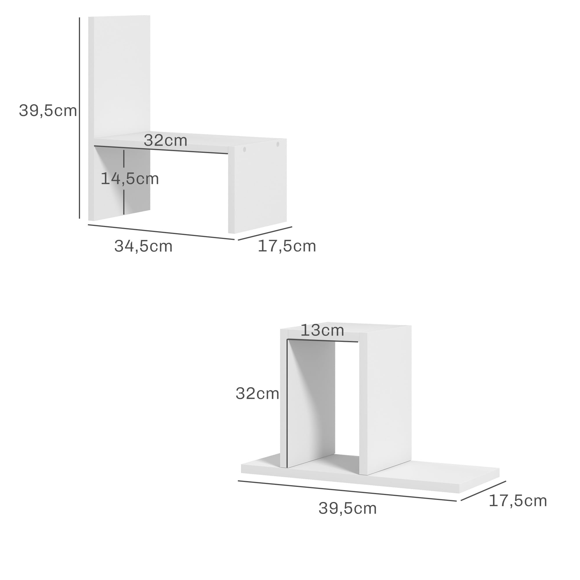 HOMCOM Modulares Schreibtischregal, multifunktionaler Schreibtisch-Organizer, Schreibtisch-Organizer, Schreibtisch-Regal, 2-teilig, Holz, Weiß