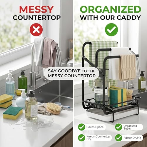 Image of Kitchen Sink Organizer Rack for Kitchen Basin | Sink Caddy Organiser with Soap Stand, Sponge Holder & Kitchen Tray | Under Sink Storage Organizer, Faucet Organizer, Modular Kitchen Accessories