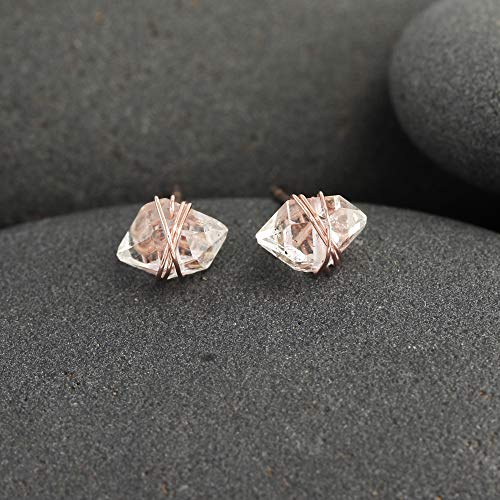 Herkimer Diamond Stud Earrings In 14K Rose Gold Fill For Women By Lotus Stone Design (Rose-Gold) #TOP2