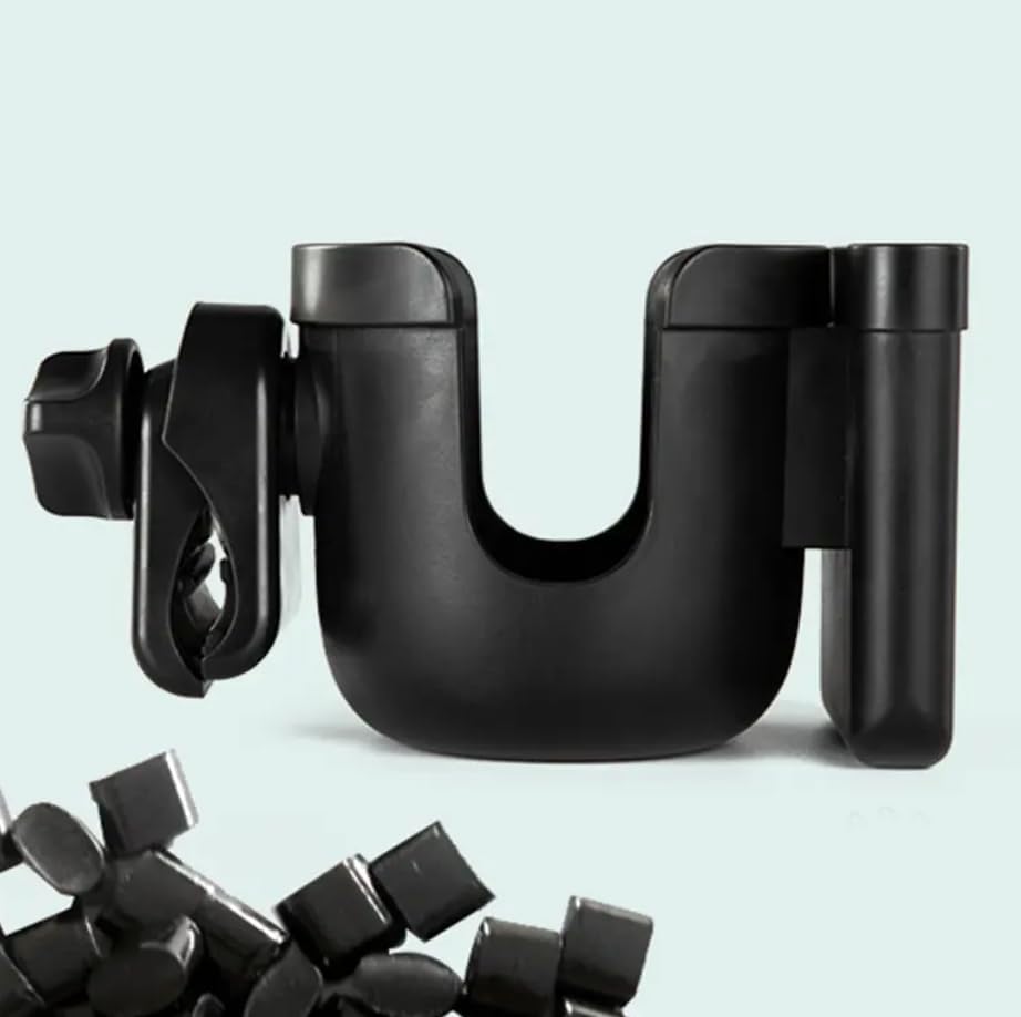 Miniatura 2 de Portavasos universal para cochecito con estante de almacenamiento para cochecitos de teléfono celular, soporte de bebida de rotación de 360 grados