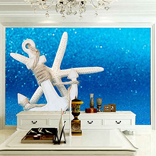 Shilk Art Mural Self-Adhesive Mural Wall Art Blue Starfish Anchor Wallpaper Photoposter Decor Children’s Corridor Murals Wall Decoration 55X28 In #TOP2