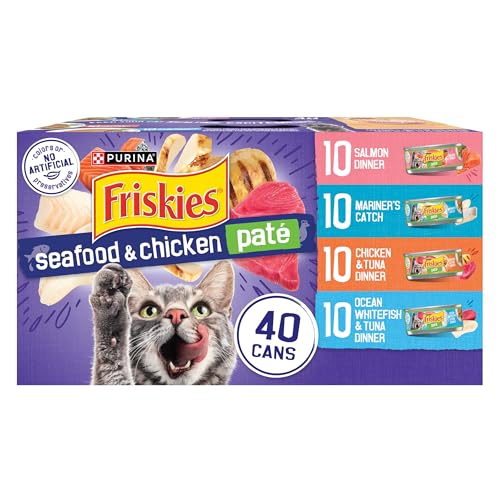 Purina Friskies Pate Wet Cat Food Variety Pack Seafood and Chicken Pate Favorites 40ct VP - (Pack of...