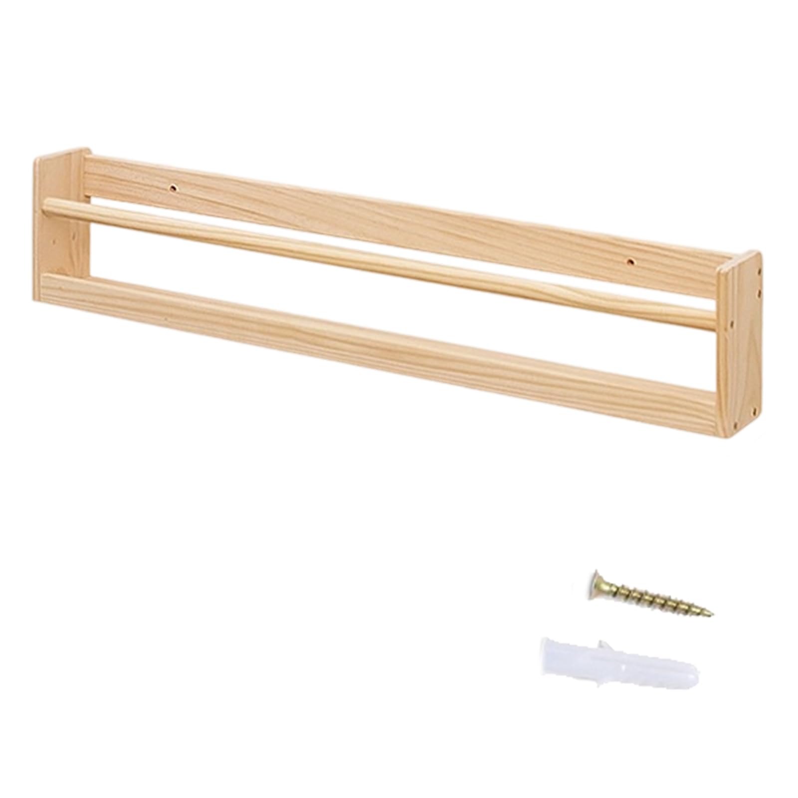 Tsophreniq Floating Wall Bookshelves with Rails: Natural Wood Nursery Shelves for Living Rooms, Study & Kids Rooms Easy Mount Shelf