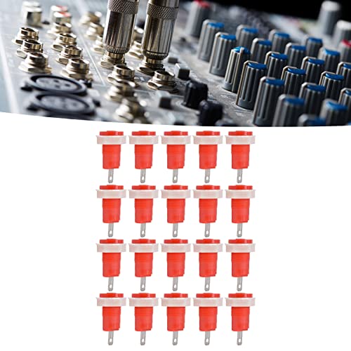 Image of 20Pcs 4mm Banana Jack Female Socket Panel Mount Connector (0.16in /4mm) - Banana Plug Adapter for Amplifier, Terminal, Splitter, Binding Post, 12mm Mounting Hole, 6mm Panel Thickness(Red)