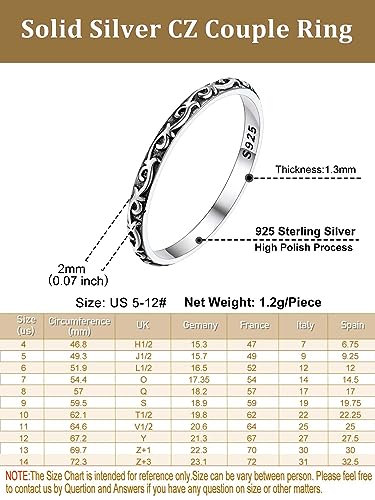 Bestyle BTR27363V-09 2Mm Sterling Silver Celtic Ring For Women Slim Silver Finger Stacking Ring Eternity Wedding Engagement Band Ring Valentine'S Day Love Ring Size 9 thumb #6