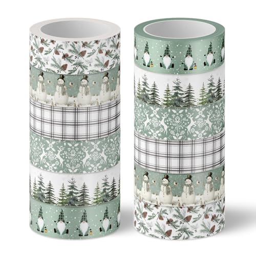 Cinta washi de Navidad decorativa verde salvia para manualidades y diario