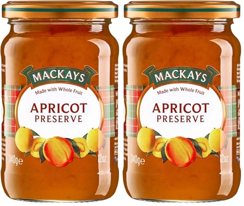 Image of Mackays Scottish Apricot Preserve Jam 340gm | Imported from Scotland | Made with Whole Fruits | Vegan | Gluten-Free | No Artificial Colors or Preservatives (Pack of 2)