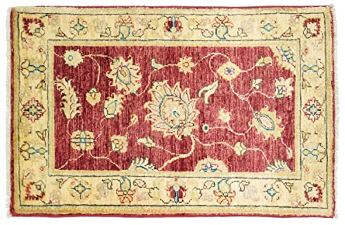 Tapis noué à la main Afghan Chobi Ziegler rouge 80x120 oriental