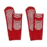 Secure Step Double-Sided Tread Non Slip Safety Socks, 2 Pair (Large, Red)