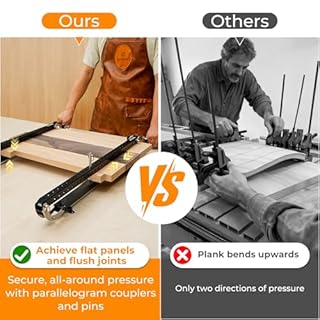 SpeTool 16 Inch Panel Clamps 2 Pack, 4-Way Pressure Aluminum Parallel Clamp For Woodworking with Adjustable parallelogram Couplers for Cutting Boards, Cabinets, Tabletops & Small Projects