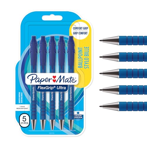 Paper Mate Flexgrip Ultra stylo bille rétractable | pointe moyenne (1,0 mm) | encre bleue | lot de...