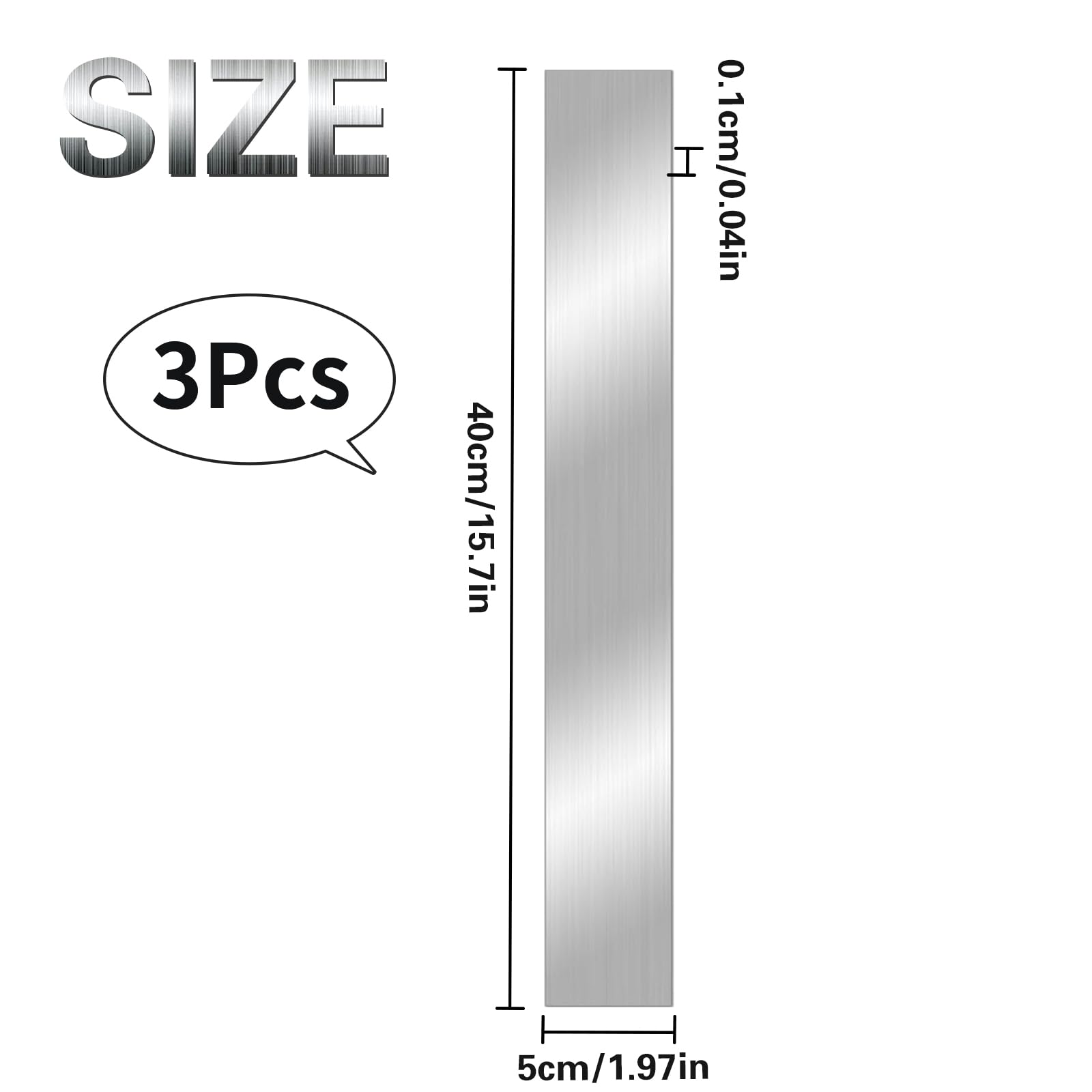 3er-Pack Edelstahl-Blechstreifen 400x50x1 Mm – Biegsam, Rostfrei, Vielseitig Als Spaltfüller, Deko Oder Schweißhilfe