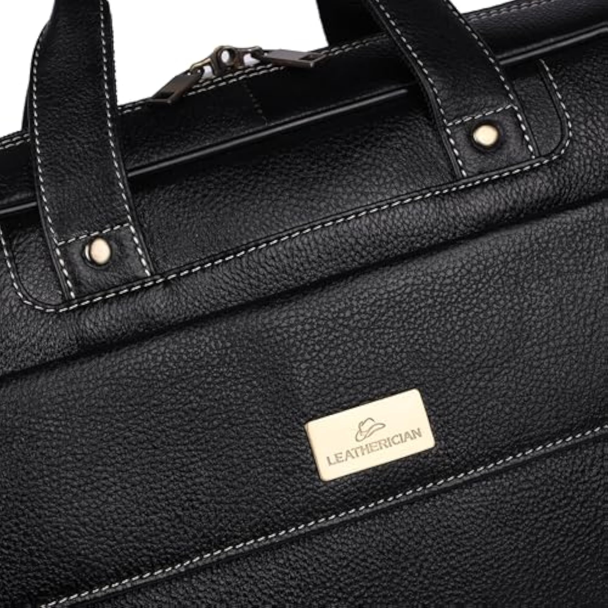 Genuine Leather Laptop Bag for Men, Expandable