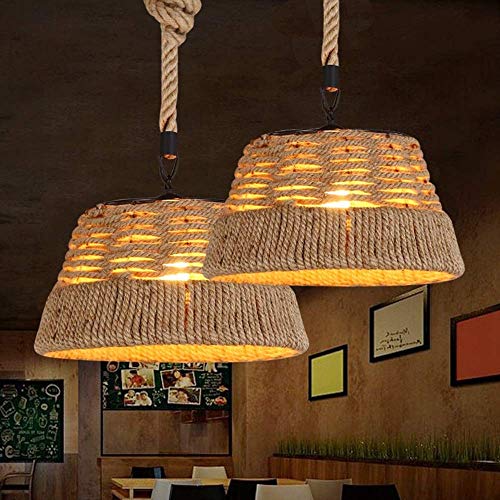 Lustre en fer forgé et corde de chanvre durable style rétro chic