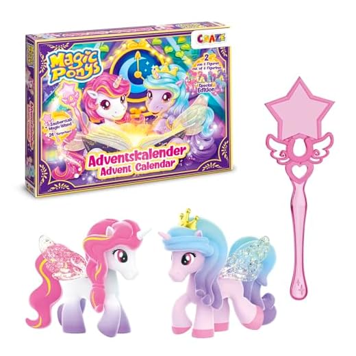 Calendario de Adviento Infantil CRAZE MAGIC PONYS - Calendario de Adviento para Niñas con Juguetes y Accesorios, incluye 2 Figuras de Ponis para coleccionar