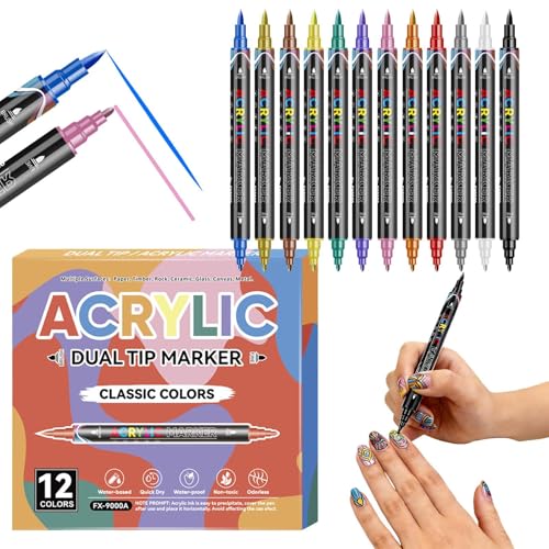 Marcadores de uñas | Herramientas de manicura de secado rápido de 12 colores,Set de 12 bolígrafos de decoración para niñas | Para arte de puntear mujeres adolescentes adultos principiantes salón en
