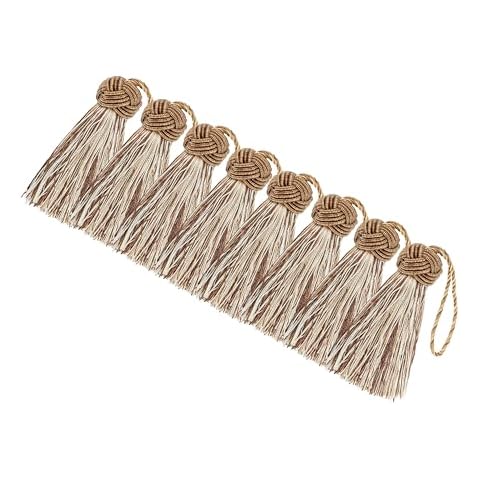 BEL AVENIR 8 Pcs Set Elegant Polyester Key Tassel Colorful Craft Tassels Charms Key Tassel for Christmas Tree DIY Craft Garland Project Wedding Home Party Decorations (Mix Coffee) Cover