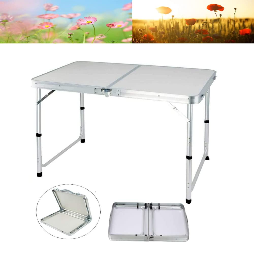 Laptop Desk Bed Tray Table with Handle, Aluminium Foldable Portable Picnic Table, Notebook Stand Tablet Groove Reading for Couch Sofa Floor, Ideal for Outdoor Picnic Cooking,Garden Party Compact BBQ