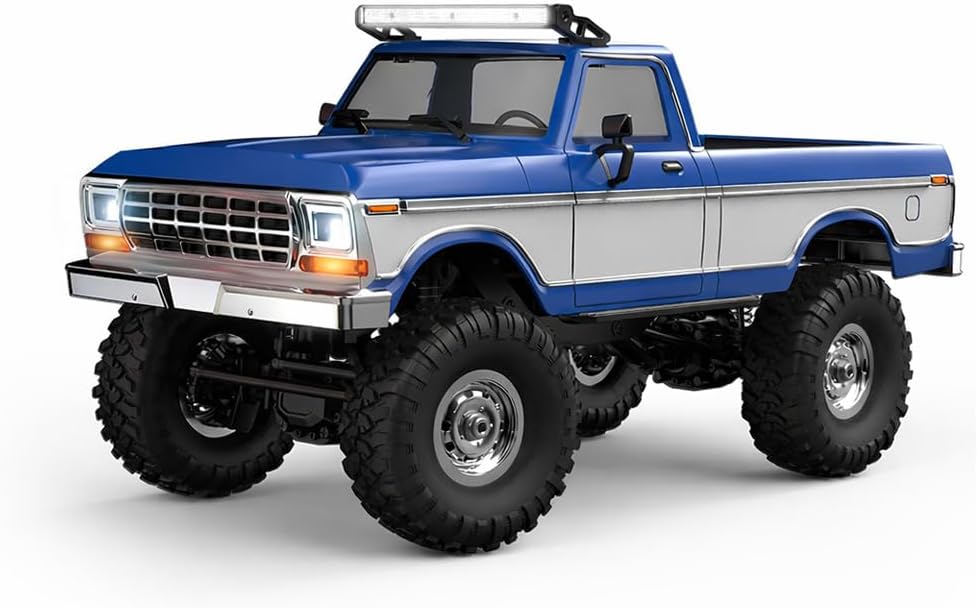 1/16 Scale Full-Proportional RC Crawler, 4WD Pickup-Style Off-Road Truck with Metal Chassis and LED Lights, 2.4GHz Electric Rock Crawler for Adult Hobbyists, HB-R1611 Blue