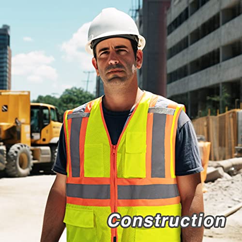 Image of KAYGO Reflective High Vis Safety Vest with Pockets for Men and Women KG0100 | Breathable Polyester Lightweight, Two-Tone, for Construction, Warehouse, Surveying, Cycling, Machine Washable
