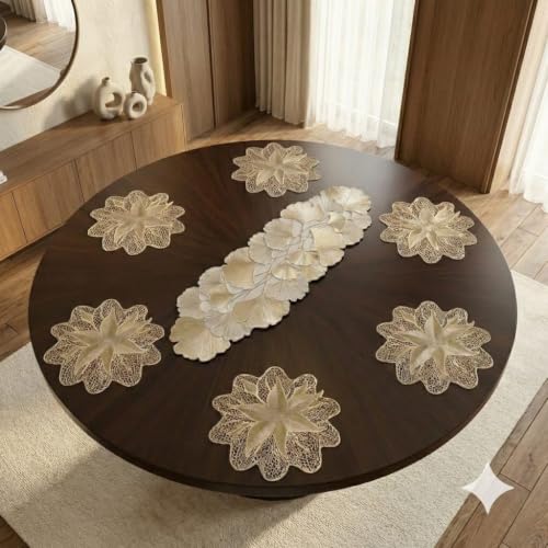 Image of Dakshya Industries Multipurpose PVC Dining Table Mat Combo | Heat Resistant Placemats with Matching Runner