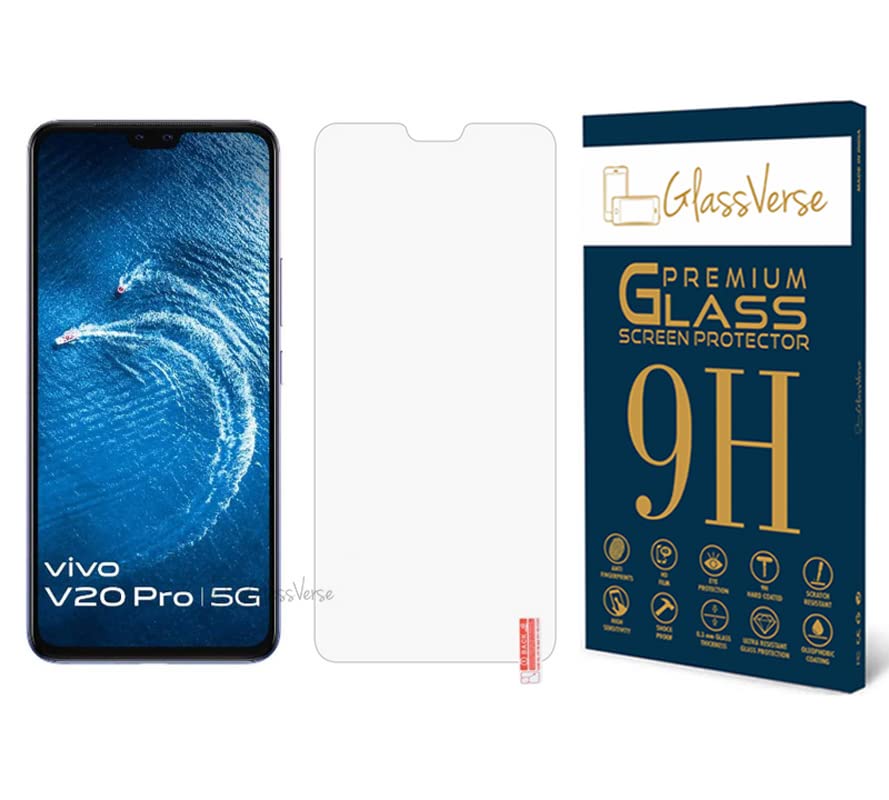 GlassVerse 9H Tempered Glass For Vivo V20 Pro Smartphone(Pack Of 1) With Free Installation Kit Full Screen Coverage If Received Damaged-6.44 Inch