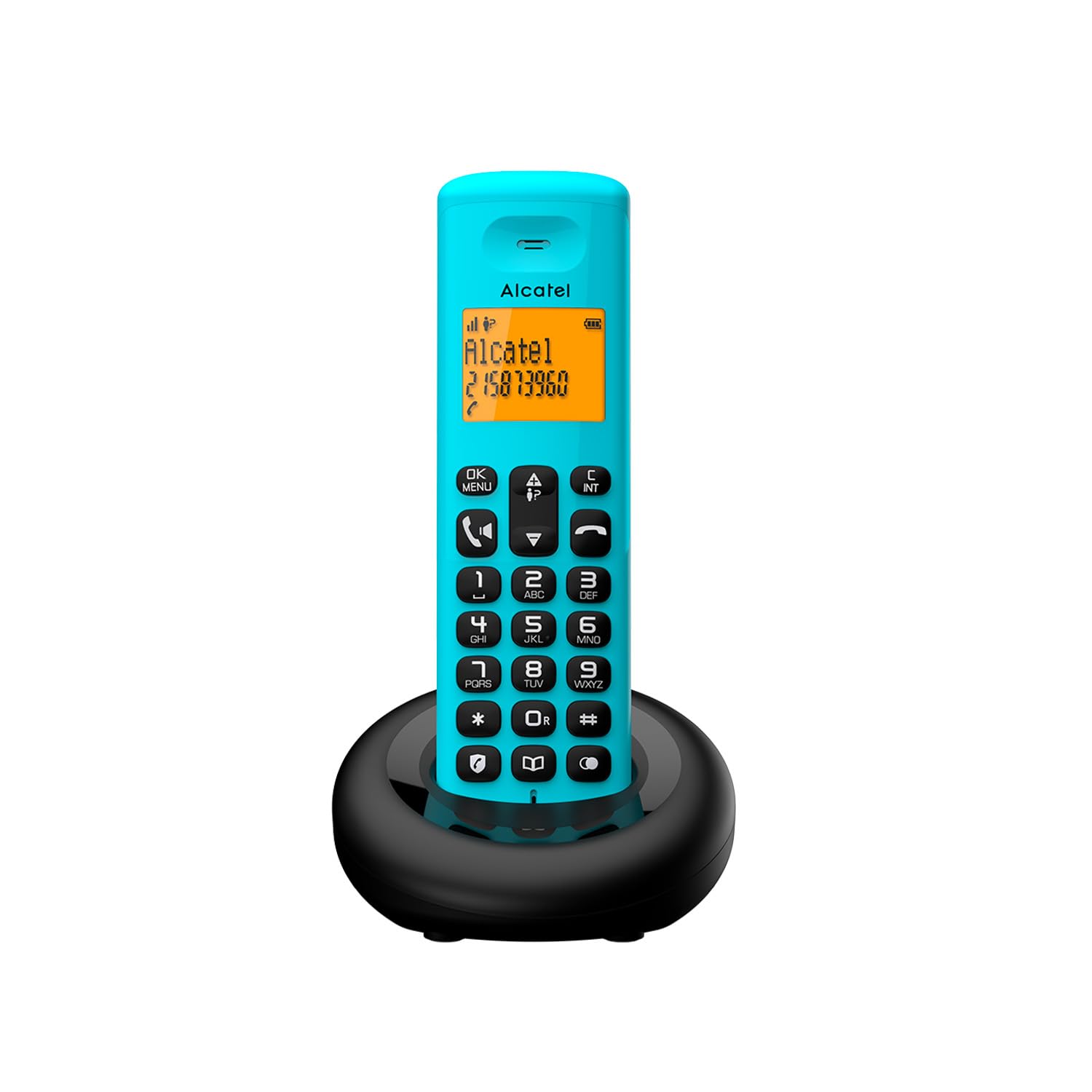 ALCATEL E260 Téléphone Fixe sans Fil DECT Grand Écran Rétroéclairé Mains Libres Blocage Appels Indésirables Bleu