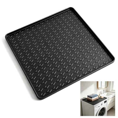 Image of 25.6 inchx25.6 inch Waterproof Silicone Floor Mat for Mini Fridge Mat, Refrigerator Tray & Drip Mat with Raised Edges, Fits Under Sink, Washer & Cooler, Anti-Slip(Black)