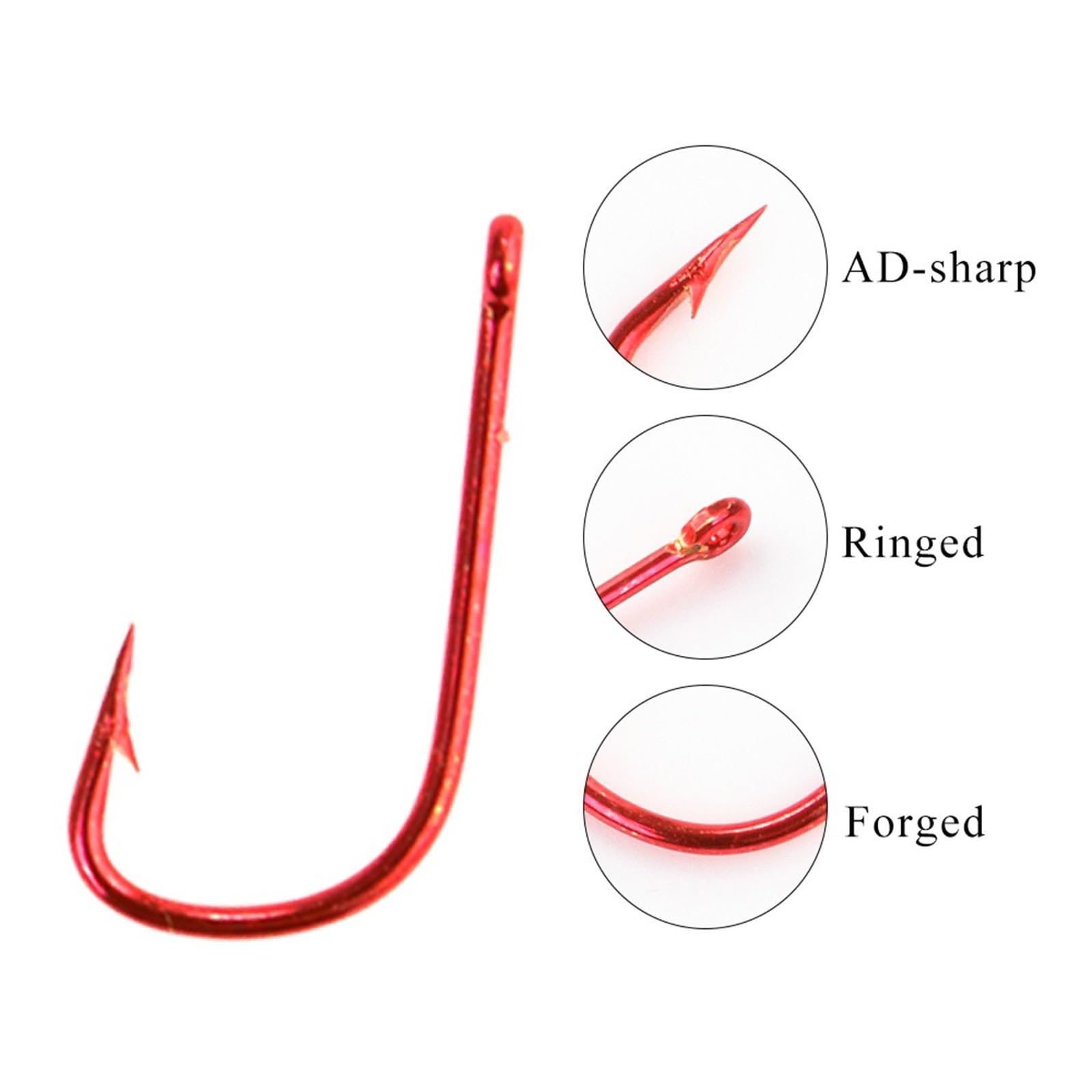 HARAY Gancho de Pesca 10 Uds. Anzuelos de Pesca de Carpa de Acero al Carbono con Anzuelo único de púas anillado con Ojo for Pescar Alicates de Pesca (Color : 14#)