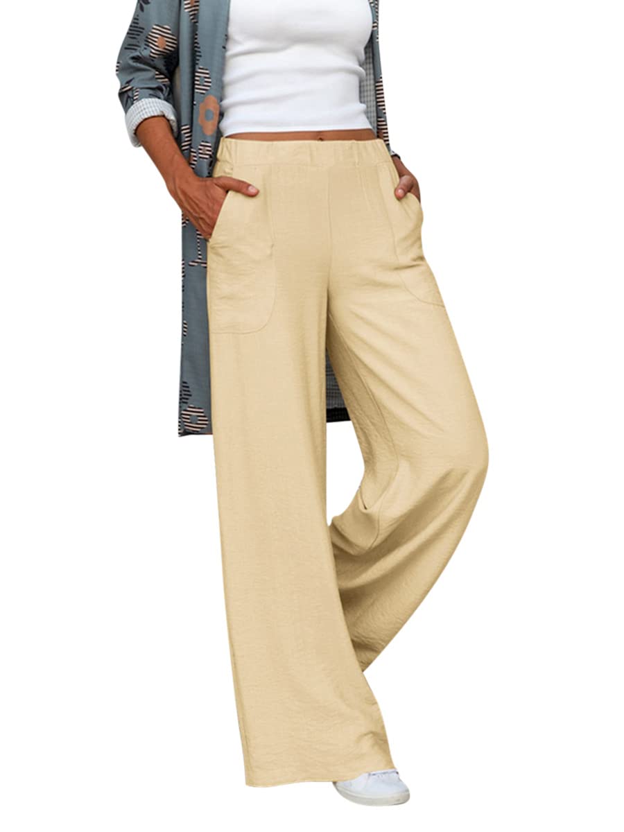 Pantaloni casual da donna Palazzo – Piegati su vita alta